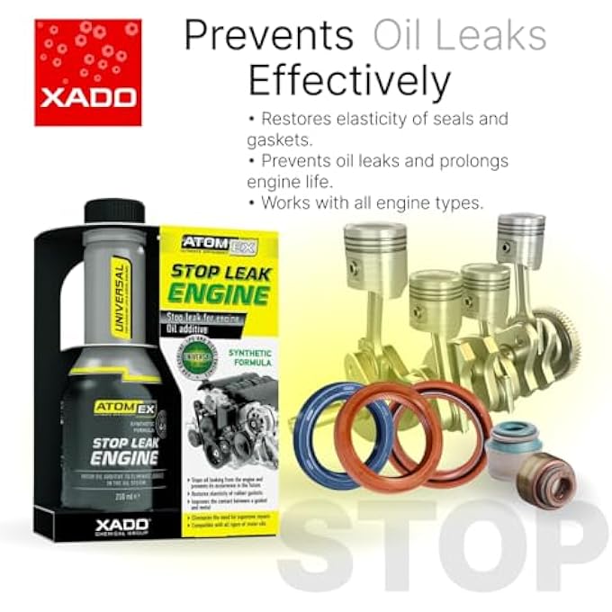 Xado ATOMEX STOP LEAK ENGINE OIL ADDITIVE SEALER (BOTTLE, 250 ML) - REPAIR GASKETS & SEALS TREATMENT - Image 3